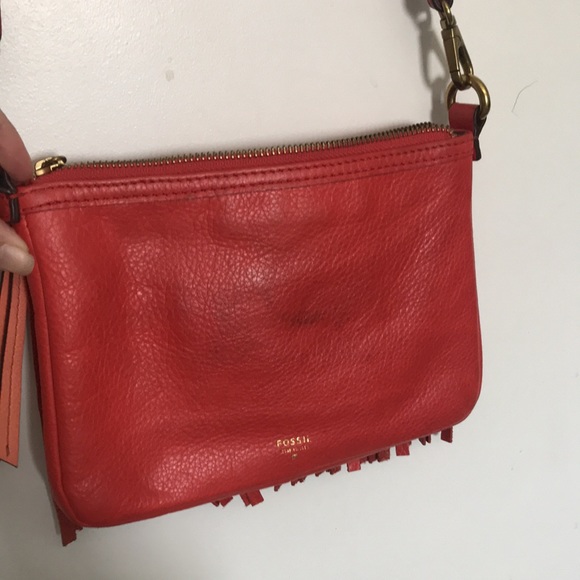 Fossil Red Leather Fringe Crossbody - Picture 5 of 7